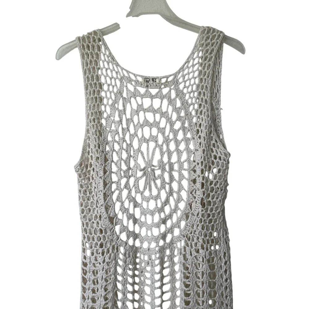 Umgee Crochet Fringe Ivory cardigan sweater size L - Picture 5 of 11